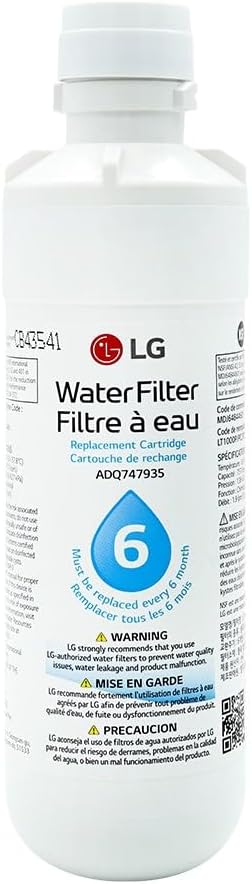 LG LT1000P2 6-Month / 200 Gallon Refrigerator Replacement Water Filter, Reduces Chlorine, 2 Count (Pack of 1), White.