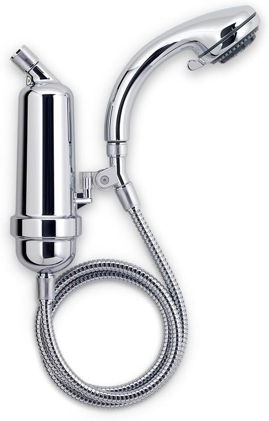 WaterChef Premium Shower Filter System SF-7C (Chrome) - Deluxe Adjustable Wand, Advanced Filtration for Superior Chlorine Reduction - NSF/ANSI Certified: 96.6% of Chlorine, 10,000 Gal., USA