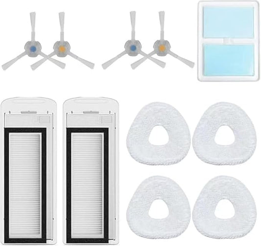 Replacement Parts - Replenishment Kit Compatible with NARWAL T10 J1 J2 Robtic Vacuum Cleaner Robot, 2 Hepa Filters, 4 Side Brushes, 4 Microfiber Mop Pads, 60 Detergent Sheets