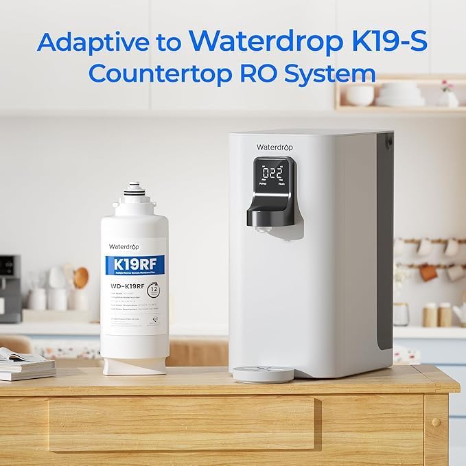 Waterdrop K19RF Filter, Replacement for K19-S and K19-H Countertop Reverse Osmosis System, 12-month Lifetime