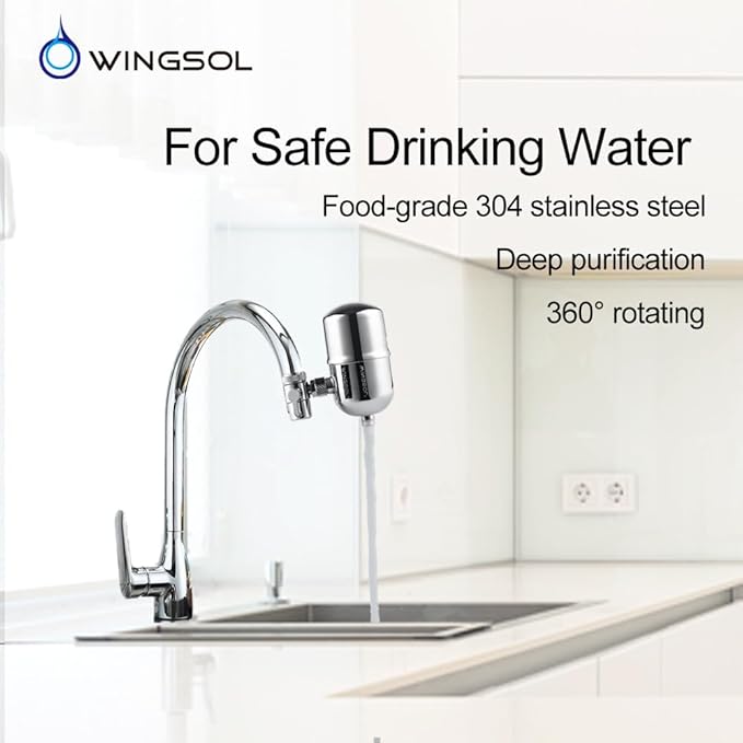 WINGSOL Replacement Filter Cartridge for Faucet Filter Compatibel with: WS-FM001-PAC/5in1/PC/CRM/(LED), WS-FM002-PAC/(LED), Carbon Fiber, 2 Pack