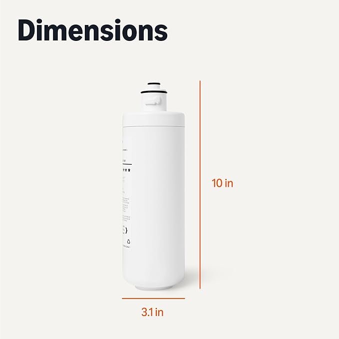 Amazon Basics Replacement Filter Cartridge for Under Sink Water Filter, NSF/ANSI 42 & 372 Certified, Service Life 1 Year, 11,000 Gallons, White