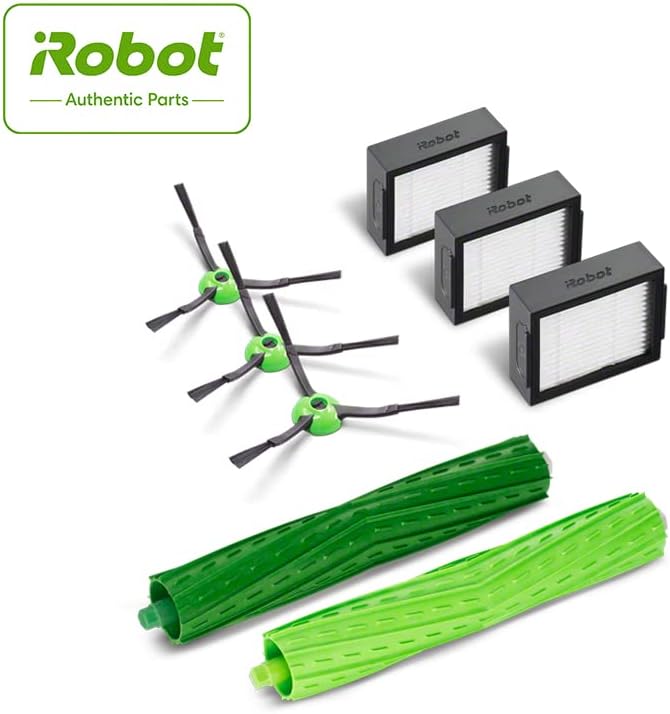 iRobot Roomba Authentic Replacement Parts - Roomba e, i, & j Series Replenishment Kit, (3 High-Efficiency Filters, 3 Edge-Sweeping Brushes, and 1 Set of Multi-Surface Rubber Brushes),Green (Pack of 6)