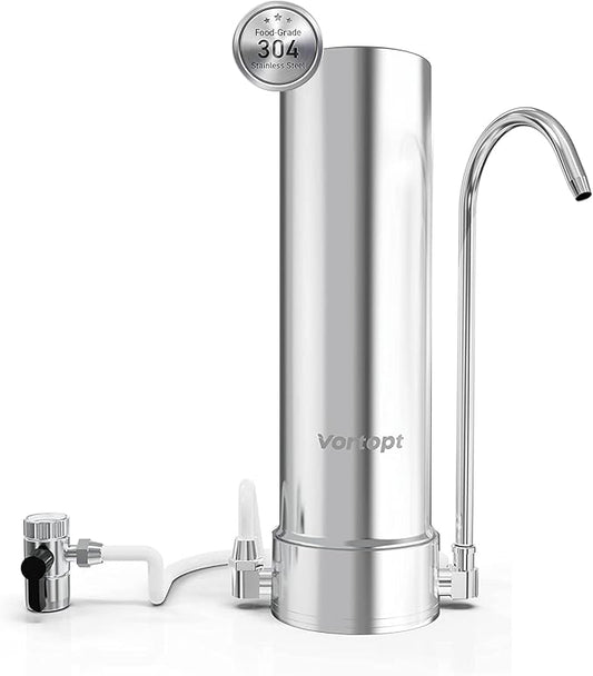Vortopt F7 Countertop Water Filter System,Rapid Flow,6-8Months or 8000 Gallons Long-Life,5-Stage Filtration- Reduces Chlorine,Heavy Metals,Bad Odors,add Mineral Material-Includes 1 Filter.