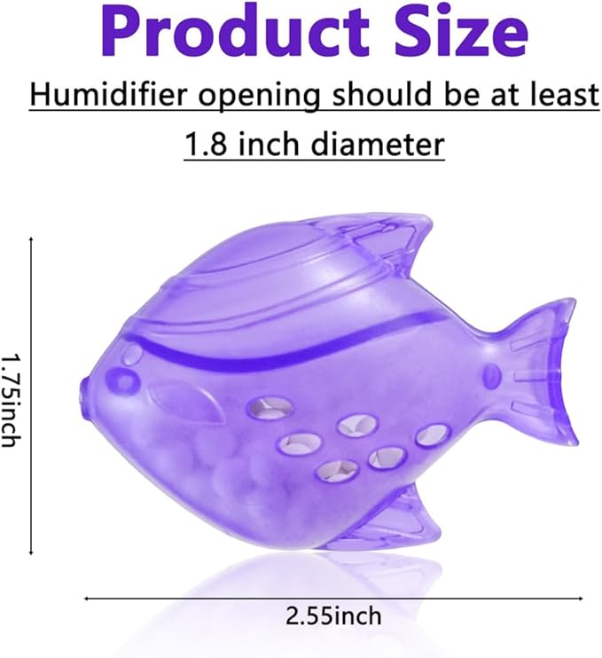 Humidifier Tank Cleaner, 10PCS Universal Humidifier filters fish Compatible with Drop, Droplet, Warm&Cool Mist Humidifiers, Fish Tank, Keep The Water (Fish-Purple)