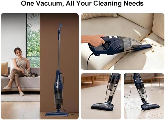 Corded Vacuum Cleaner, 14KPa Powerful Suction with 600W Motor, Lightweight Stick Vacuum Cleaner, Converts to Handheld with Washable Filter, Handheld Vacuum for Home, Pet Hair, Carpet, Hard Floors, Car