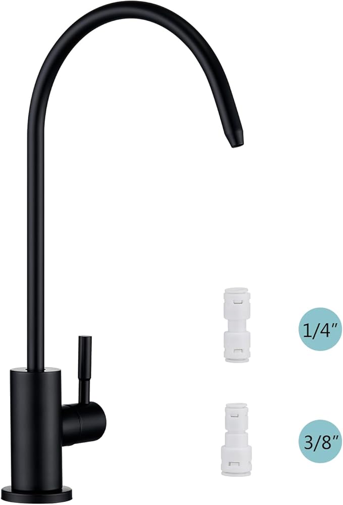 Tohlar Drinking Water Faucet for Kitchen Sink, Black Filtered Water Faucets Lead-Free Reverse Osmosis Faucet Water Filtration System 304 Stainless Steel, Matte Black Finish