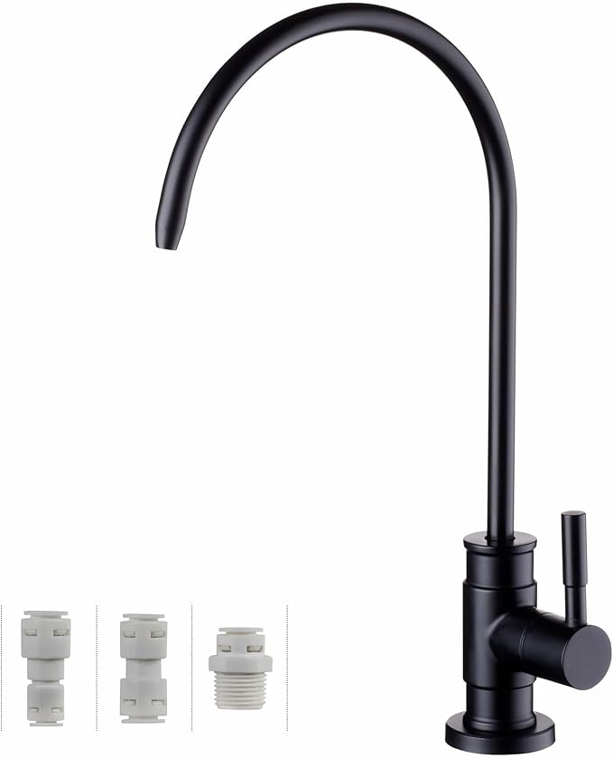 Drinking Water Faucet Matte Black, Wellup Reverse Osmosis for Non Air Gap RO Filtration System, Leadless Stainless Steel Kitchen Filter RO for Kitchen Bar Sink