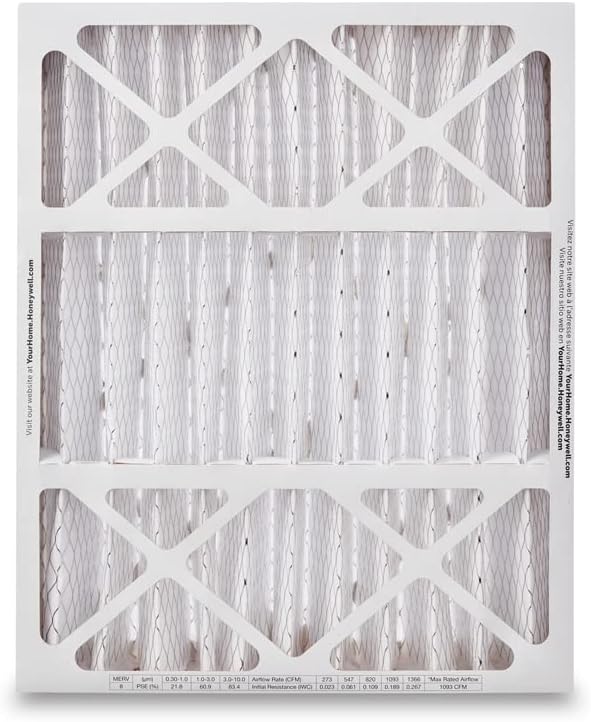 Honeywell Home 20x25x4 MERV 8, AC Furnace Air Filter, 3 PACK (CF100A1025-3PKAM) (Actual Dimensions: 19.94 x 24.87 x 4.38 in.)
