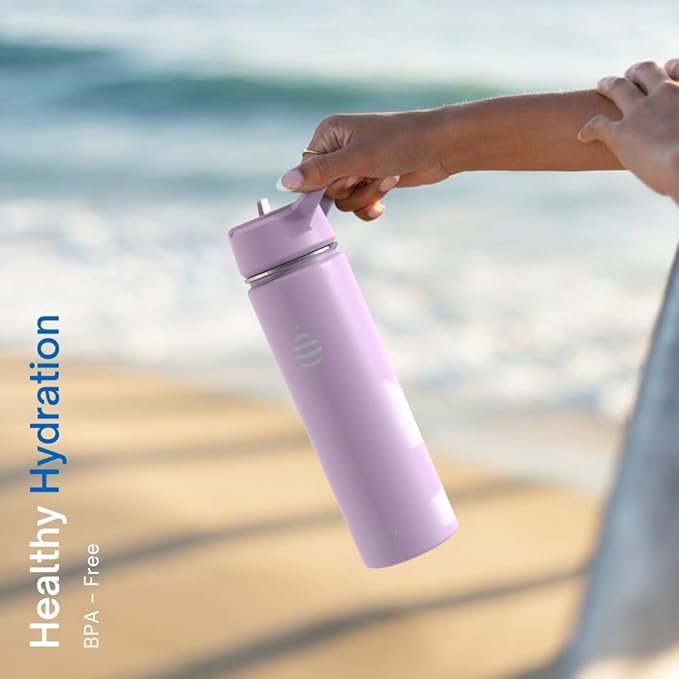 Clearly Filtered Water Bottle | Removes 200+ Contaminants, Double-Wall Insulated Stainless Steel, BPA/BPS Free, Phthalate Free, Filters Flouride Lead Chlorine (20oz, Navy Blue)
