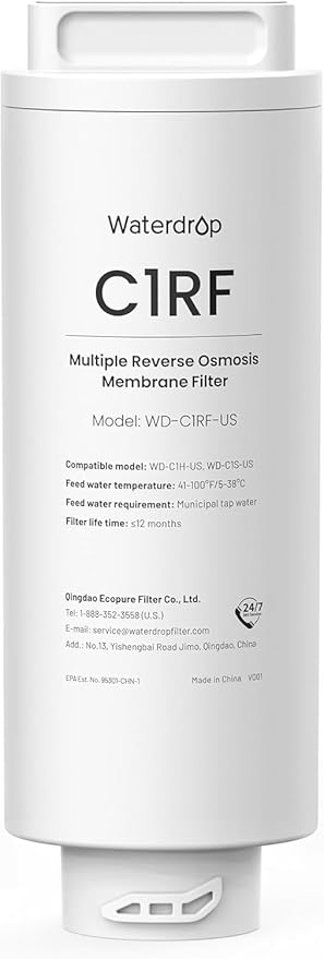 Waterdrop C1RF Filter, Replacement for Waterdrop C1S & C1H Countertop RO System, 12-month Lifetime