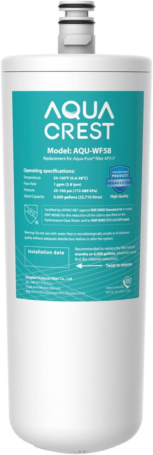 AQUACREST AP517 Under Sink Water Filter, Replacement for Aqua-Pure AP517, AP51711, AP510, AP517EA (Pack of 1)