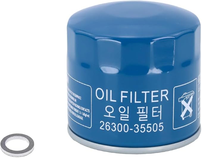 Kefly 26300-35505 Engine Oil Filters Fits for Hyundai Elantra Tucson Santa Fe Kia Sportage Forte Seltos, with Drain Plug Gasket (1 PCS)