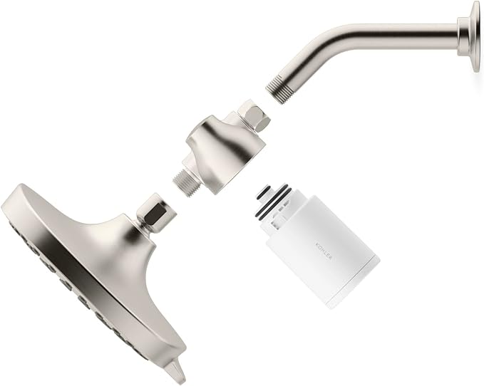 KOHLER R24612-CP Aquifer Filtered Shower Head Attachment, Filtration System Attaches to Most Existing Shower Heads, Reduces Chlorine, Odor, and Controls Scale, Polished Chrome