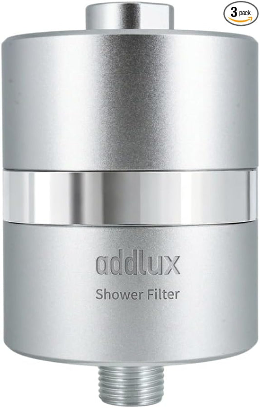ADX-PRO-7 Long Lasting Titanium Aluminum Shower Filter – Independently Tested to NSF/ANSI 177 Standards, Reduces 99% Chlorine & Heavy Metals, Water Softener Filter (chrome, 1 Filter & Tool Kit)