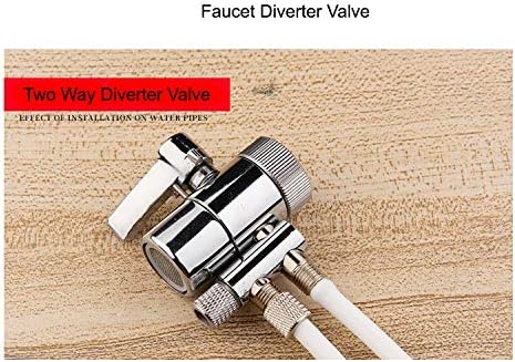 Brass Faucet Sprayer Attachment Sink to Hose Adapter Faucet Splitter with M22 Female Thread and Two Way 3/8 OD RO Tubing outlet for Counter Water Filter