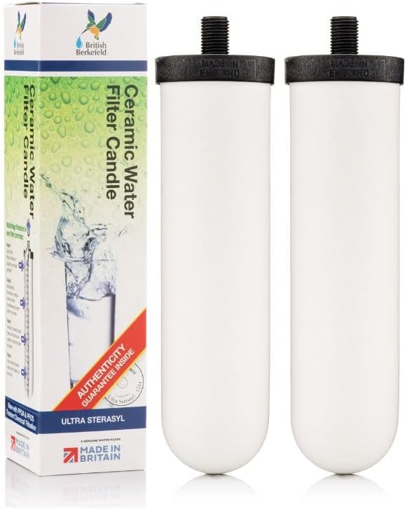 British Berkefeld 7" Ultra Sterasyl Ceramic Gravity Filter Cartridge | 2 Pack| Reduces Contaminants | Suitable for All Gravity Cans | Improves Taste & Odour | NSF Certified Candle Element