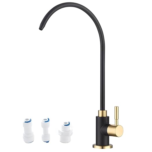 Apaix Drinking Water Faucet Black and Gold, Kitchen Water Purifier Faucet for Non-Air Gap Reverse Osmosis Water Filtration System, Matte Black and Brushed Gold Reverse Osmosis Faucet
