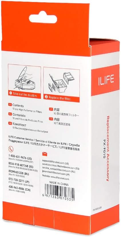 ILIFE Replacement Filters for V5s plus/V2/V3s pro (10 pcs), PX-F010