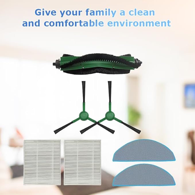 7pcs Main Brush + Side Brush + HEPA Filter + Mop Cloth Compatible with Irobot Roomba Combo Essential (RVG-Y1 Y0112/Y0140/Y0110 Q0120 Q011) 104/105 VAC /105 Combo Robot Vacuu