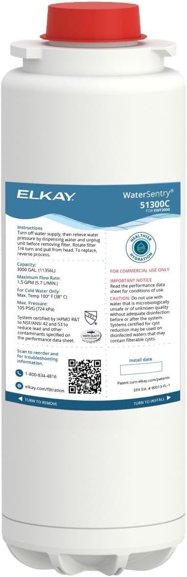 Elkay Genuine WaterSentry 51300C Lead + Microplastics NSF/ANSI Certified Filter (Single)(Bottle Fillers)