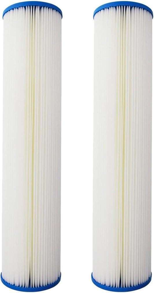 Tier1 1 Micron 20 Inch x 4.5 Inch | 2-Pack Pleated Polyester Whole House Sediment Water Filter Replacement Cartridge | Compatible with Pentek 255493-43, SPF-45-2001, FM-BB-20-1, Home Water Filter