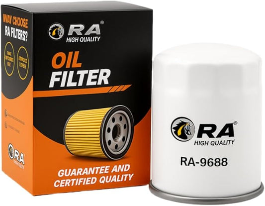 RA-9688 Engine Oil Filter 15K Mile Change Automotive Replacement Interval Spin-On for Select Models Acura, Dodge, Ford, Honda, Hyundai, Isuzu, Kia, Mazda, Mitsibishi, Subaru