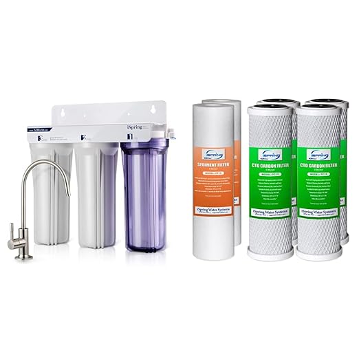 iSpring US31 Classic 3-Stage Under Sink Water Filtration System & F6CTO Prefilters for US31 and Standard Reverse Osmosis RO Water Filter Systems 1-Year Replacement Supply Filter Cartridge Pack Set