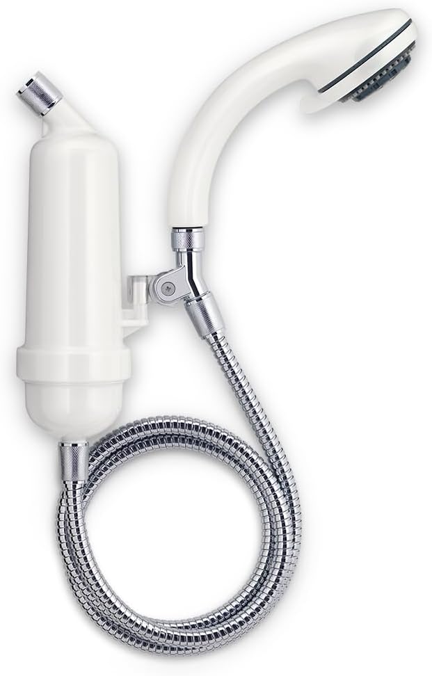 WaterChef Premium Shower Filter System SF-7C (White) - Deluxe Adjustable Wand, Advanced Filtration for Superior Chlorine Reduction - NSF/ANSI Certified: 96.6% of Chlorine, 10,000 Gal., USA
