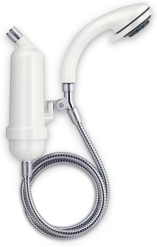 WaterChef Premium Shower Filter System SF-7C (White) - Deluxe Adjustable Wand, Advanced Filtration for Superior Chlorine Reduction - NSF/ANSI Certified: 96.6% of Chlorine, 10,000 Gal., USA