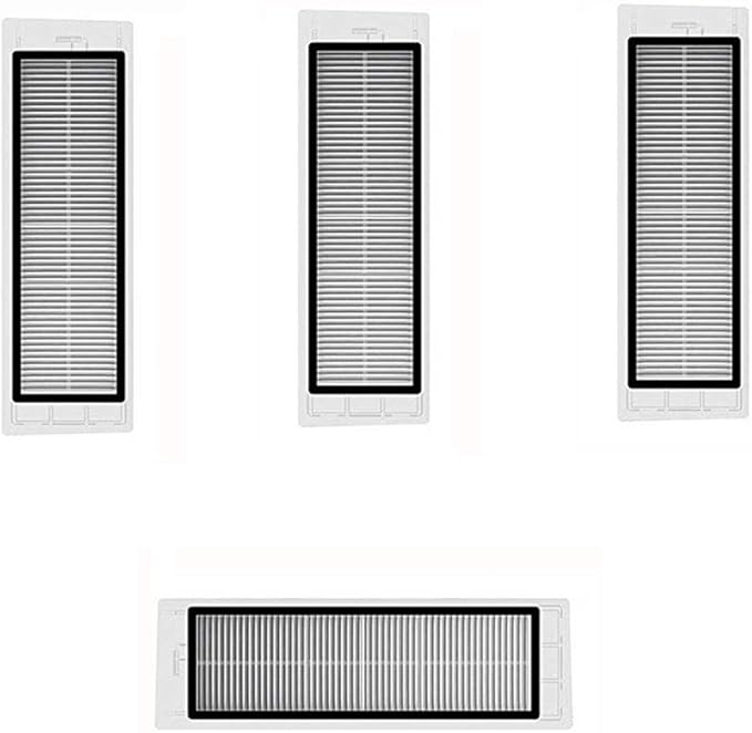 xcivi Replacement Parts Kit S6 HEPA Filters, Side Brushes and Rolling Brush Compatible with Xiaomi MiJia1 1S Roborock S6 S50 Max S51 S55 S5 E20 E25 C10 T6 T60 T65 Robot Vacuum Cleaner (4 HEPA Filters)
