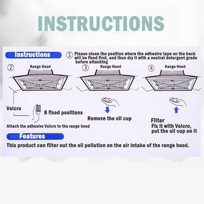 Disposable Kitchen Hood Oil Filter Paper Range Hood Grease Anti Oil Cotton Filter Cooker Hood Extractor Fan Filter Non-Woven (43cmx45cm/12pcs)