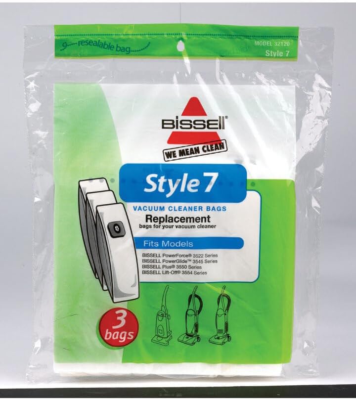 Vacuum Cleaner Bags Genuine Bissell Style 7 3 Bags in A Pack Vacuum Cleaner Bags (1 Pack of 3, Model Number: 32120