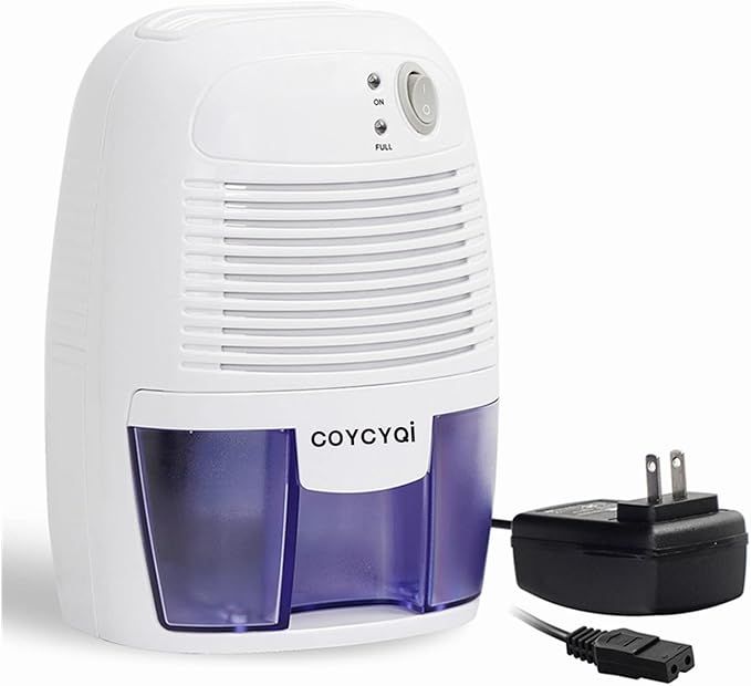 Small Dehumidifier,12V3A adapter，1200 Cubic Feet (215 sq ft) Portable Mini Dehumidifier Quiet Use for High Humidity in Home, Bathroom, Bedroom, Office, Basements, Wardrobe Closet,RV