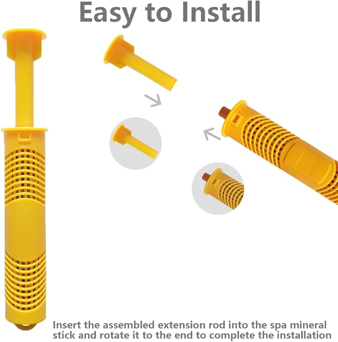 Hot Tub Ag+ Silver Ion Cartridge, Spa Mineral Ion Cartridge Sticks, Provide Clean and Clear Water for 12 Consecutive Months, Suitable for Most Hot Tubs(Yellow3packs)