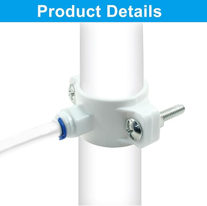 Waziaqoc Drain Saddle Valve with 1/4 Inch Quick Connect, Plastic Drain Saddle Valve, Water Hose Pipe Adapter for Under Sink Reverse Osmosis System, White