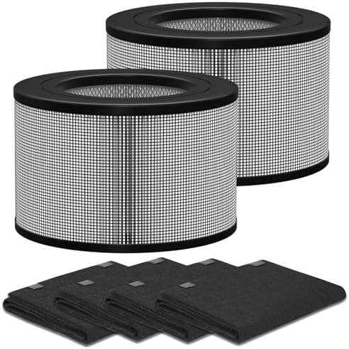 50250-S HEPA Filters Replacement & Carbon Pre-Filter Set Compatible with Honey-well 24000 24500 50250-S 52500 Air Cleaner Purifier, Part Number 24000, (2 HEPA + 4 Carbon Pre-Filter)