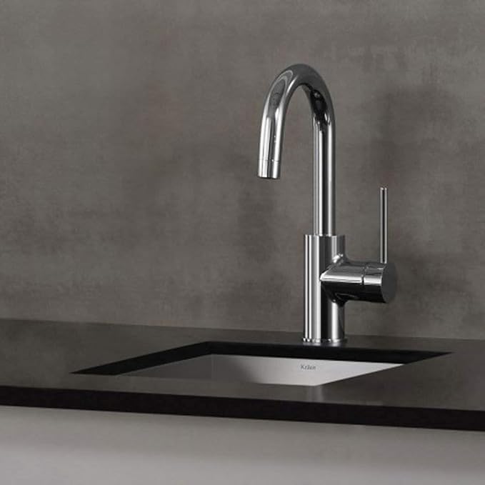 KRAUS Spot Free Oletto Single Handle Kitchen Bar Faucet in All-Brite Stainless Steel Finish, KPF-2600SFS (Pack of 1)