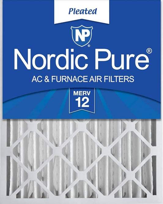 Nordic Pure 20x25x4 (Actual Size: 19 1/2 x 24 1/2 x 3 5/8) Pleated MERV 12 Air Filter 1 Pack