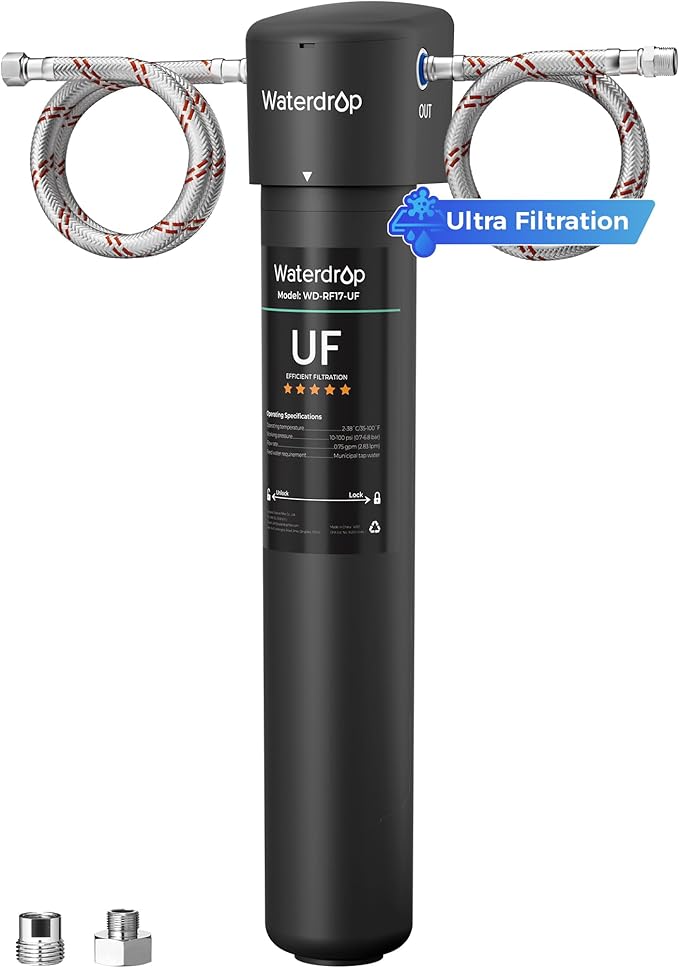 Waterdrop 17UA-UF 0.01 μm Ultra Filtration Under Sink Water Filter System, 3 Years, Reduces Lead, Chlorine, Bad Taste & Odor, Direct Connect to Kitchen Faucet, USA Tech