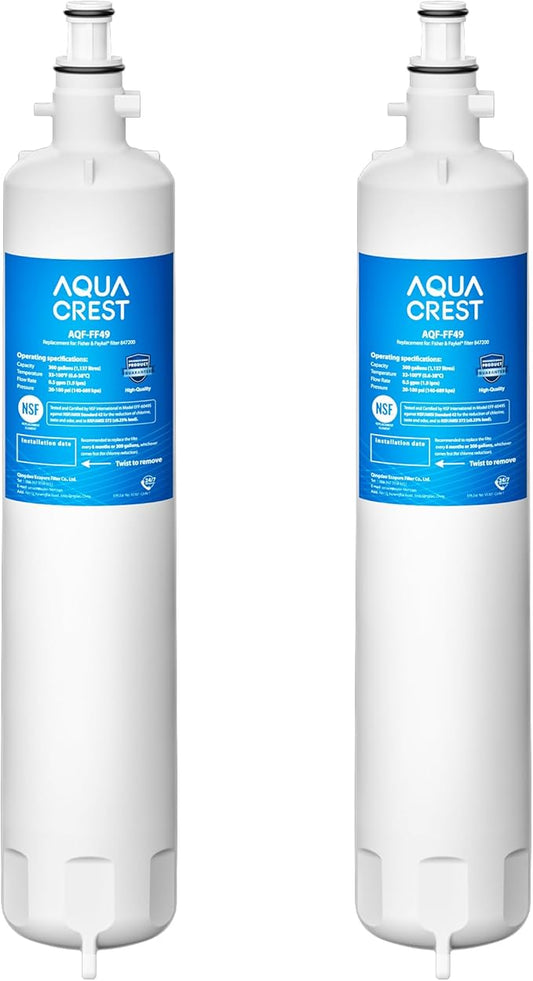 AQUA CREST 847200 Refrigerator Water Filter Replacement for Fisher & Paykel 847200, Fisher & Paykel Refrigerator Model Number E522, E422, E402, 2 Filters