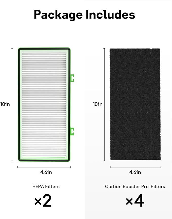 Leemone Aller-gen Remover Aer1 Filter Replacement for Holmes Air Pur-ifiers, HAPF300AP-U4(4 True HEPA Filters + 8 Carbon Booster Filters), 12 pack