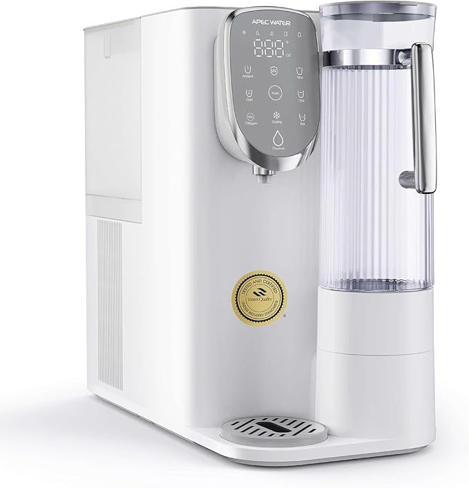 Countertop Reverse Osmosis Water Filter, Chills Purified Water 40°F, 6 Stage w/UV RO Filtration System, Removable Water Pitcher, Removes 1K+ Impurities NSF 372 & 58, Large Capacity & Quick Dispense