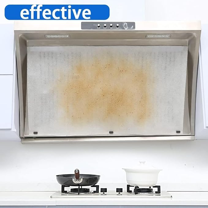 Kitchen Oil Absorbent Paper Range Hood Filter, 10Meters Long.17.7 * 394in.Range Hood Filter Paper Kitchen Oil Suction Sticker. Easy to Clean