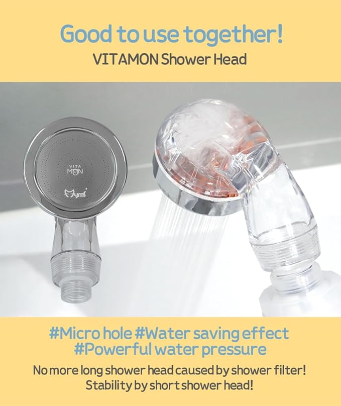 [Compatible for Any Shower Head] BUBBLEMON Vitamin C Shower Filter,Rose Scent,Made in Korea,Hard Water Softer,Chlorine Reduction,Aroma Therapy,Shower Head Filter for Skin and Hair,Easy Installation