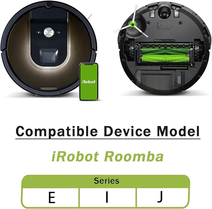 Replacement Vacuum Parts for iRobot Roomba i & j & e and Combo i & j Series, 2 Sets Rubber Brushes, 6 HEPA Filters, 6 Side Brushes for i1+/i2+/i3+/i4+/i5+/i6+/i7+/i8+/j5+/j6+/j7+/j8+/e5/e6