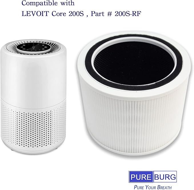 PUREBURG Core 200S-RF Replacement Filters Compatible with Levoit Core 200s Air Purifier,2-Pack H13 HEPA 4-Stage Filtration Activated carbon Air Clean Dust VOCs Odor