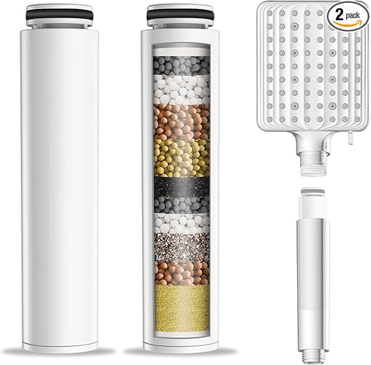 MakeFit Shower Head Filter for Handheld Shower Head, 2 Pack Replacement Water Softener Filters for Hard Water - Remove Chlorine and Harmful Substances to Protect Your Skin & Hair - For Model S6526