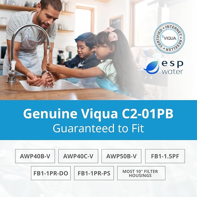 Viqua C2-01PB Carbon Block Water Filter with Lead Reduction - 10 Micron Cartridge Reduces Lead, Chlorine, Taste, Odor, Replacement Filter for AWP40B-V, AWP40C-V, AWP50B-V, FB1-1.5PF, 4.5 x 10-Inches