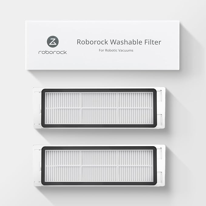 roborock 2 Pack Washable Filter for C1, E2, E3, E4, E5, S4, S5, S5 Max, S6, S6 Pure, S6 MaxV and Q5 Robot Vacuum Cleaners, High Efficiency Filters Replacement Parts